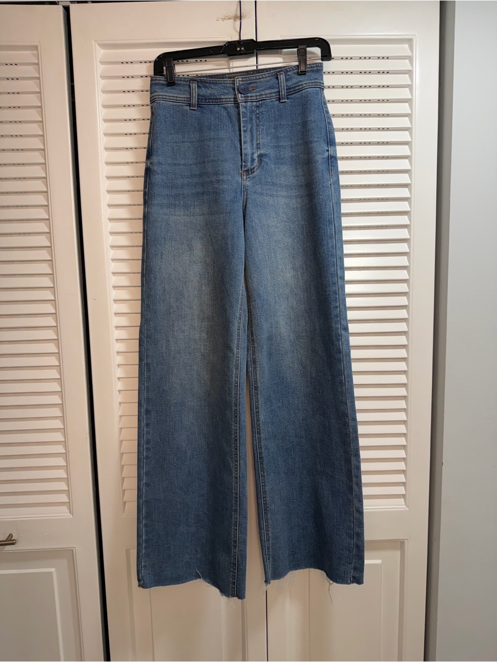 Oat New York Wide-Leg High-Rise Jeans in Light Blue Denim